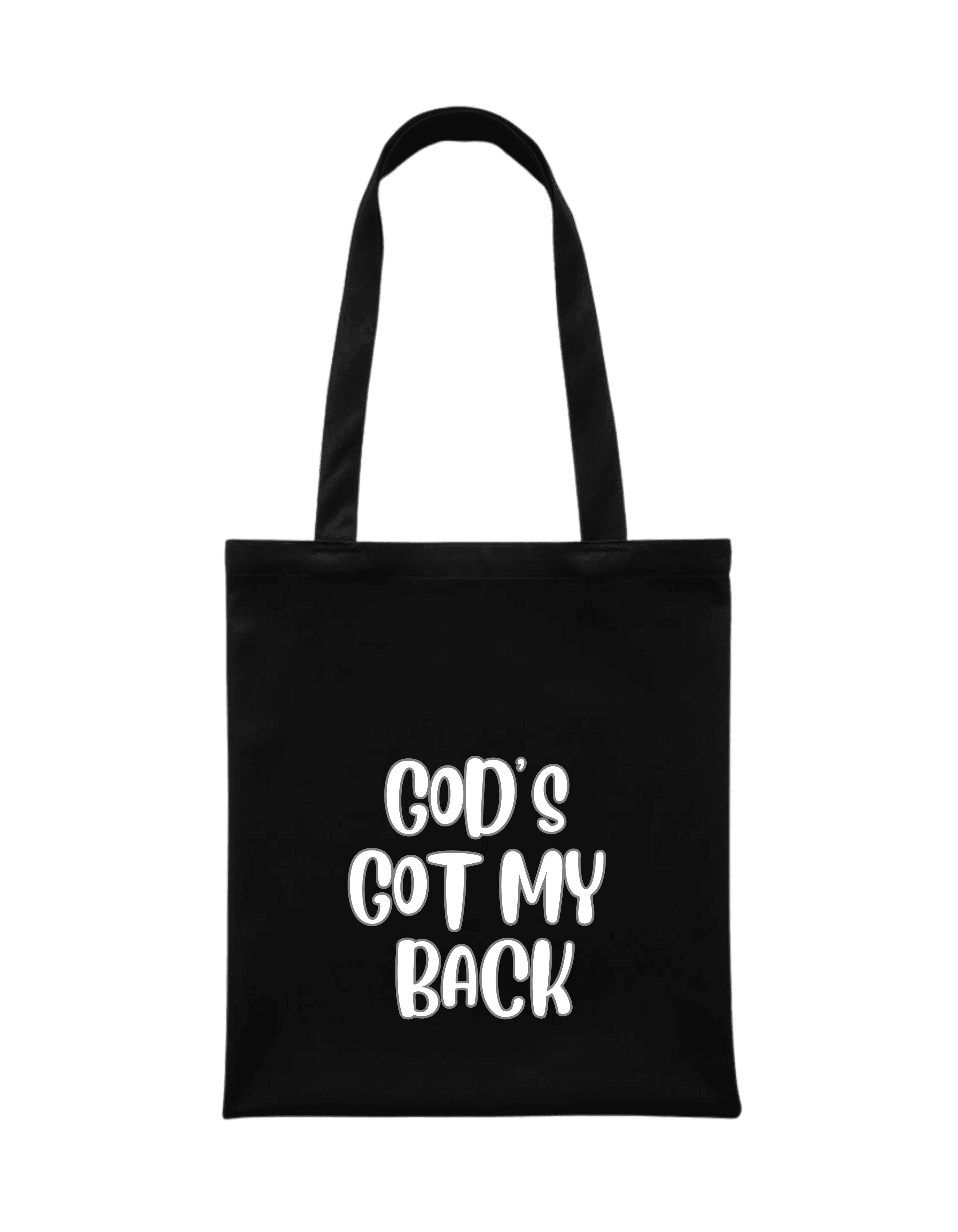 God's got my back Tote Bag in Black