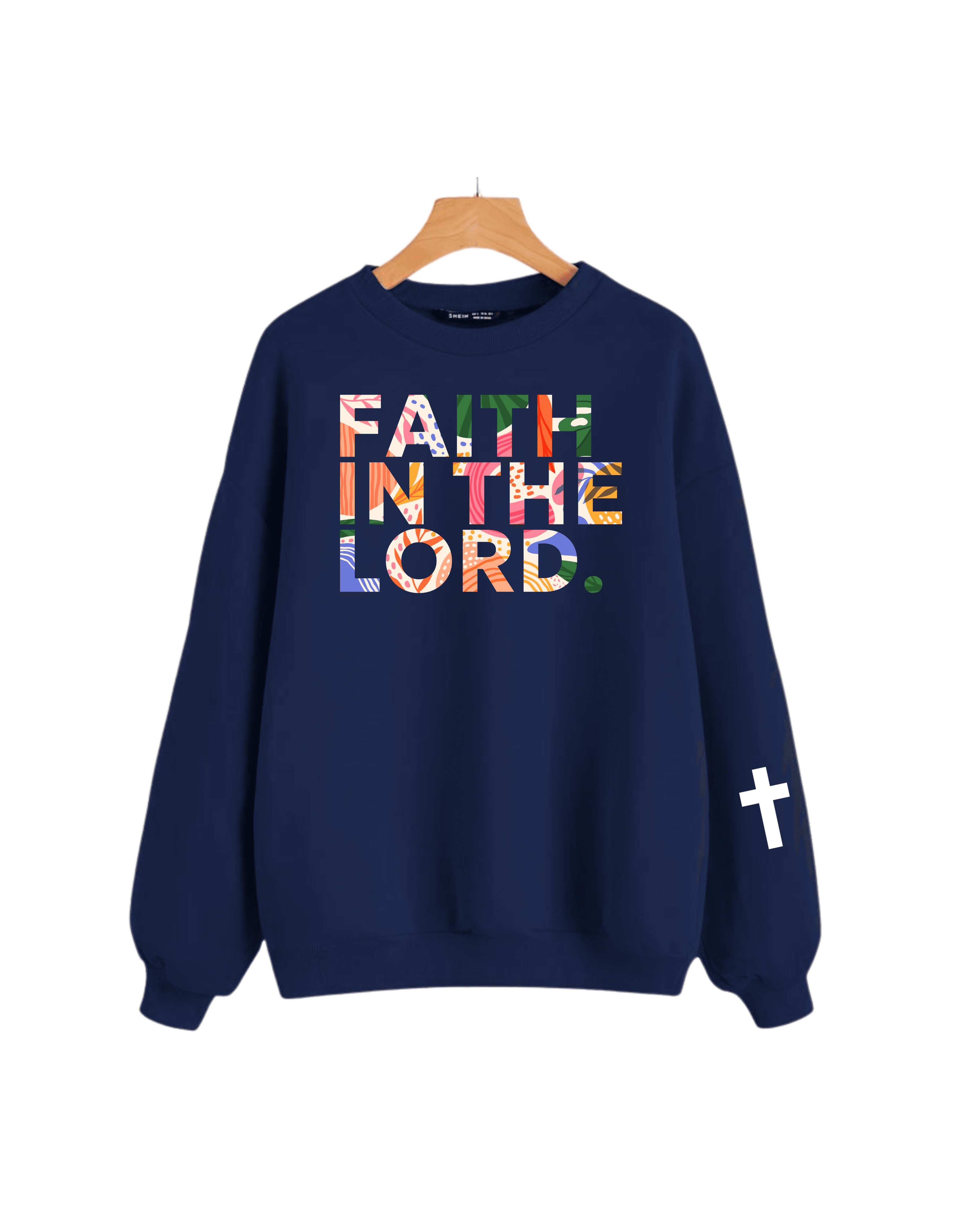 Faith In The Lord Sweater in Navy